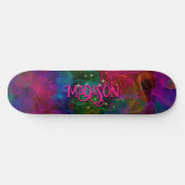 Elegante farbenfrohe Glitzern rauchen monogramm Skateboard (Horizontal)