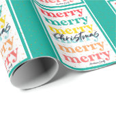 Elegante farbenfrohe grüne Goldstars Frohe Weihnac Geschenkpapier (Rolleneckpunkt)