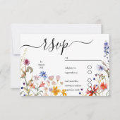 Elegante farbenfrohe Hochzeit der Wildblume RSVP Karte (Vorderseite)