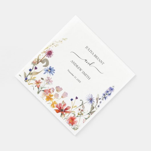 Elegante farbenfrohe Hochzeit der Wildblume Serviette (Ecke)