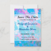 Elegante farbenfrohe Hochzeit mit blauem Rosa Save The Date (Vorderseite)