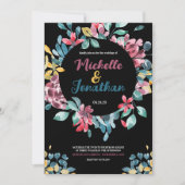 Elegante, farbenfrohe Hochzeit mit Blumen Einladung (Vorderseite)