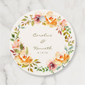 Elegante farbenfrohe Hochzeit mit floralen Wasserf Geschenkanhänger (Rückseite)