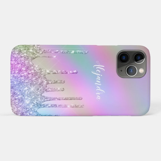 Elegante, farbenfrohe, holografische Glitzer-Tropf Case-Mate iPhone Hülle (Rückseite (Horizontal))