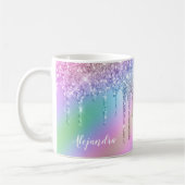 Elegante, farbenfrohe, holografische Glitzer-Tropf Kaffeetasse (Links)