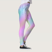 Elegante, farbenfrohe, holografische Glitzer-Tropf Leggings (Rechts)