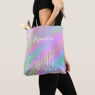 Elegante, farbenfrohe, holografische Glitzer-Tropf Tasche