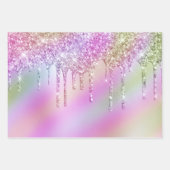 Elegante, farbenfrohe holografische Glitzer-Tropfe Geschenkpapier Set (Vorderseite 2)