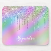 Elegante, farbenfrohe holografische Glitzer-Tropfe Mousepad (Vorne)