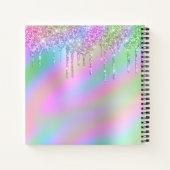 Elegante, farbenfrohe holografische Glitzer-Tropfe Notizblock (Rückseite)
