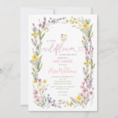 Elegante, farbenfrohe kleine Wildblume Babydusche Einladung (Vorderseite)