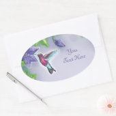elegante farbenfrohe Kolibri und violette Blumen Ovaler Aufkleber (Umschlag)
