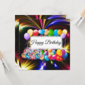 Elegante, farbenfrohe Löwen, Feuerwerke, Geburtsta Karte (Vorderseite/Rückseite Beispiel)