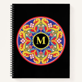 Elegante farbenfrohe Mandala Monogram Back to Scho Notizblock