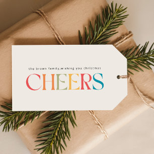 Elegante farbenfrohe moderne Typografie Weihnachte Geschenkanhänger