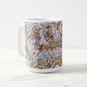 Elegante Farbenfrohe Mosaike Illustrierte Vogelkun Kaffeetasse (Vorderseite Links)