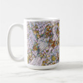 Elegante Farbenfrohe Mosaike Illustrierte Vogelkun Kaffeetasse (Links)