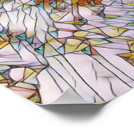 Elegante Farbenfrohe Mosaike Illustrierte Vogelkun Poster (Ecke)