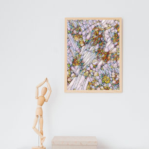 Elegante Farbenfrohe Mosaike Illustrierte Vogelkun Poster