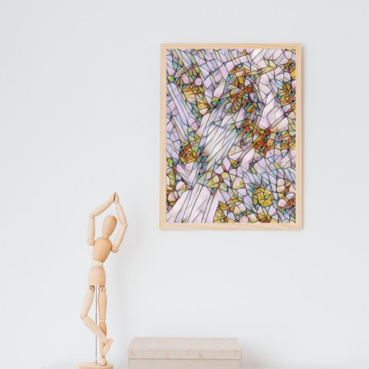 Elegante Farbenfrohe Mosaike Illustrierte Vogelkun Poster