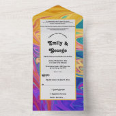 Elegante farbenfrohe, nahtlose Abstrakte Hochzeit All In One Einladung (Innen Boden)