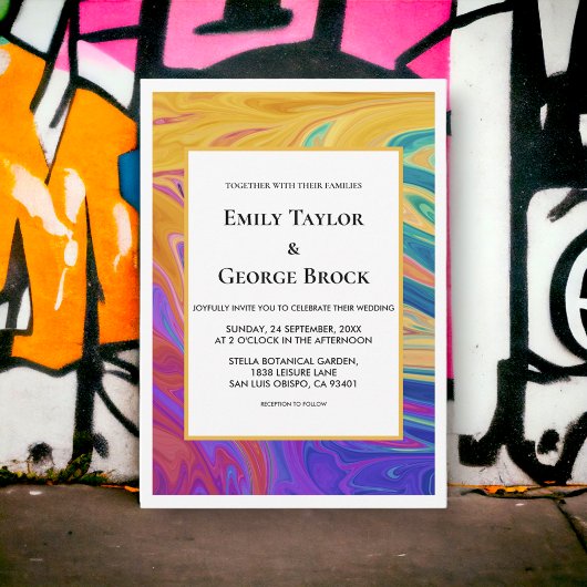 Elegante farbenfrohe, nahtlose Abstrakte Hochzeit Einladung