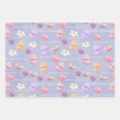 Elegante farbenfrohe Pastel Wildblumen Frohe Oster Geschenkpapier Set (Vorderseite 2)