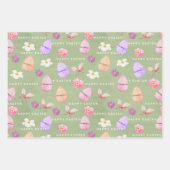 Elegante farbenfrohe Pastel Wildblumen Frohe Oster Geschenkpapier Set (Vorderseite)