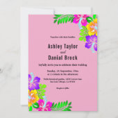 Elegante farbenfrohe Rose Boho Pink Blumenhochzeit Einladung (Vorderseite)