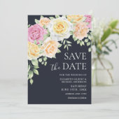 Elegante farbenfrohe Rose Hochzeit Save the Dates Einladung (Stehend Vorderseite)