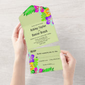 Elegante farbenfrohe Rose Rustikale Blumenhochzeit All In One Einladung (Abreißen)