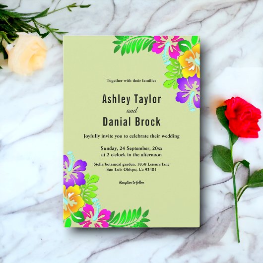 Elegante farbenfrohe Rose Rustikale Blumenhochzeit Einladung