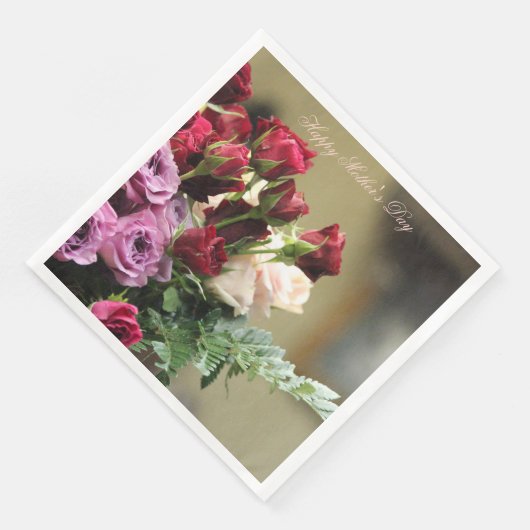 Elegante farbenfrohe Rose Serviette (Ecke)