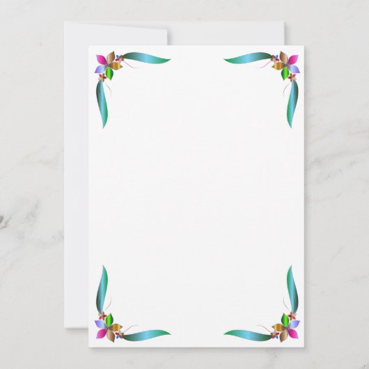 Elegante farbenfrohe Rose Shiny Moderne Blumenhoch Einladung (Rückseite)