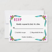 Elegante farbenfrohe Rose Shiny Moderne Blumenhoch RSVP Karte (Vorderseite)