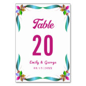 Elegante farbenfrohe Rose Shiny Moderne Blumenhoch Tischnummer (Rückseite)