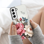 Elegante farbenfrohe Rosen mit Monogramm Samsung Galaxy Hülle<br><div class="desc">Herrliche,  farbenfrohe Rosa und antike,  weiße Rosen mit grauem und staubblauem Blattwerk auf subtilem,  cremefarbenem Hintergrund mit anpassbaren Textfeldern mit zwei Anfangsbuchstaben.</div>