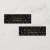 Elegante farbenfrohe Schmetterlinge auf der schwar Mini Visitenkarte (Vorne/Hinten)