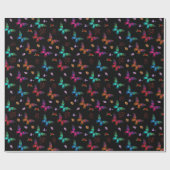 Elegante farbenfrohe Schmetterlinge auf schwarz Geschenkpapier (Flach)