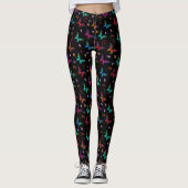 Elegante farbenfrohe Schmetterlinge auf schwarz Leggings (Vorderseite)