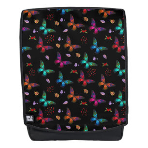 Elegante farbenfrohe Schmetterlinge auf schwarz Rucksack