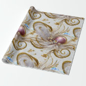 Elegante farbenfrohe Silvery Golden Feathers Geschenkpapier (Ungerollt)