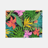Elegante farbenfrohe Sommer-Tropical Floral Blätte Fleecedecke (Vorderseite (Horizontal))