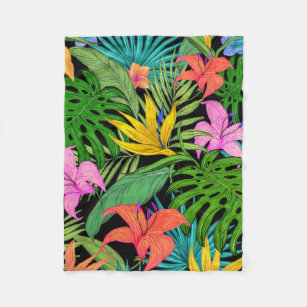 Elegante farbenfrohe Sommer-Tropical Floral Blätte Fleecedecke