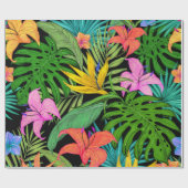 Elegante farbenfrohe Sommer-Tropical Floral Blätte Geschenkpapier (Flach)