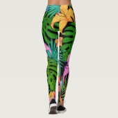 Elegante farbenfrohe Sommer-Tropical Floral Blätte Leggings (Rückseite)