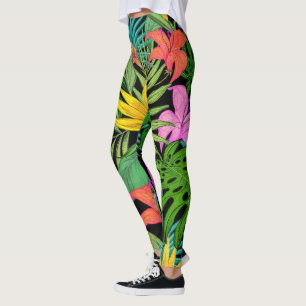 Elegante farbenfrohe Sommer-Tropical Floral Blätte Leggings