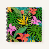 Elegante farbenfrohe Sommer-Tropical Floral Blätte Notizblock (Vorderseite)