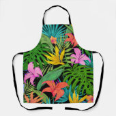 Elegante farbenfrohe Sommer-Tropical Floral Blätte Schürze (Vorderseite)
