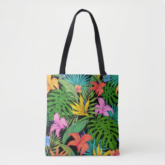 Elegante farbenfrohe Sommer-Tropical Floral Blätte Tasche (Vorderseite)